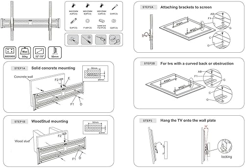 Miniatura 8 de Soporte de pared para TV plano con inclinación de 15 para TCL 40S325 32S327 43S325 49S325 Smart LED TV (2019)