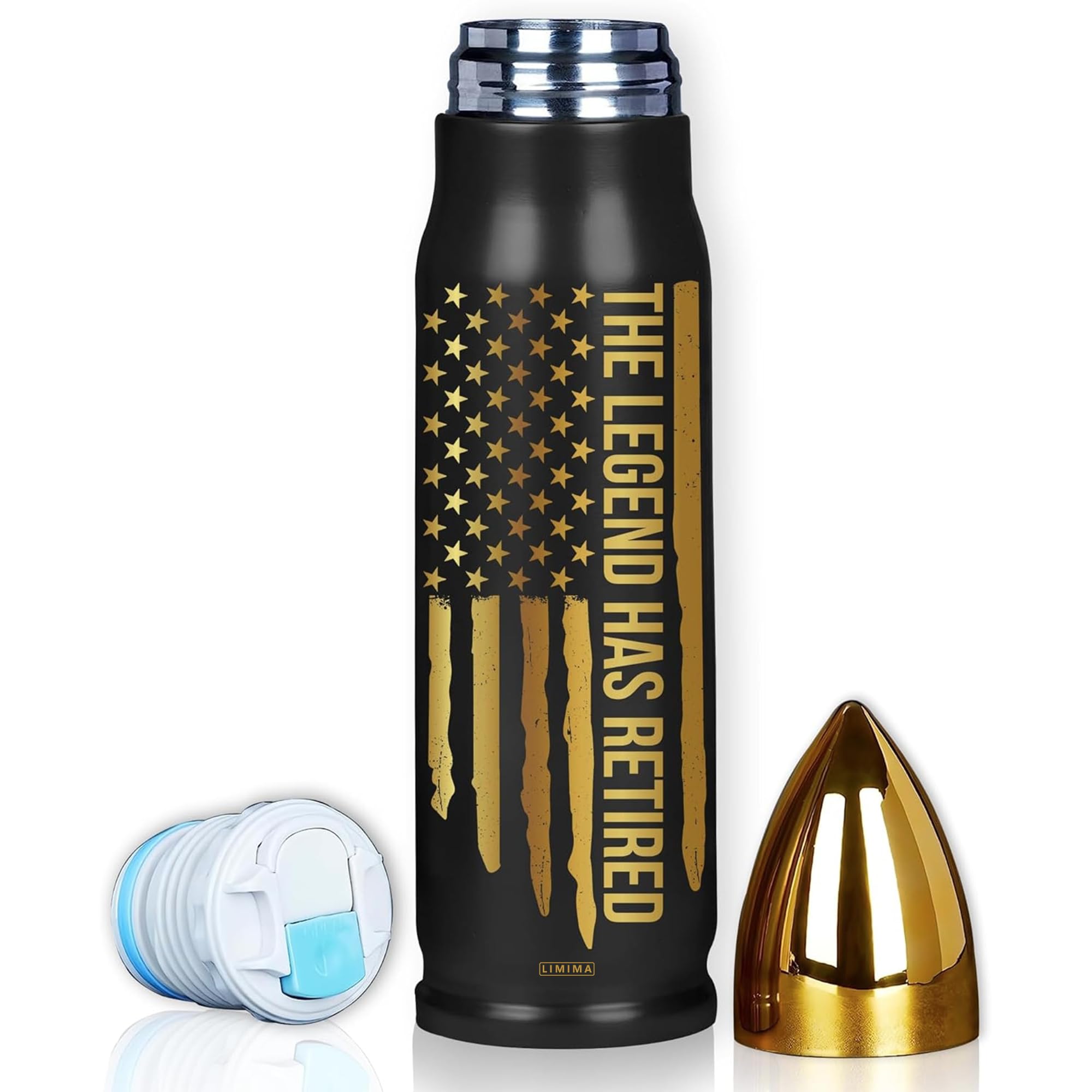 Retirement Gifts for Men, Fathers Day, 250th Anniversary USA, Birthday Gift Ideas, The Legend Has Retired Tumbler, 17oz Insulated Tumbler with Patriotic American Flag Design