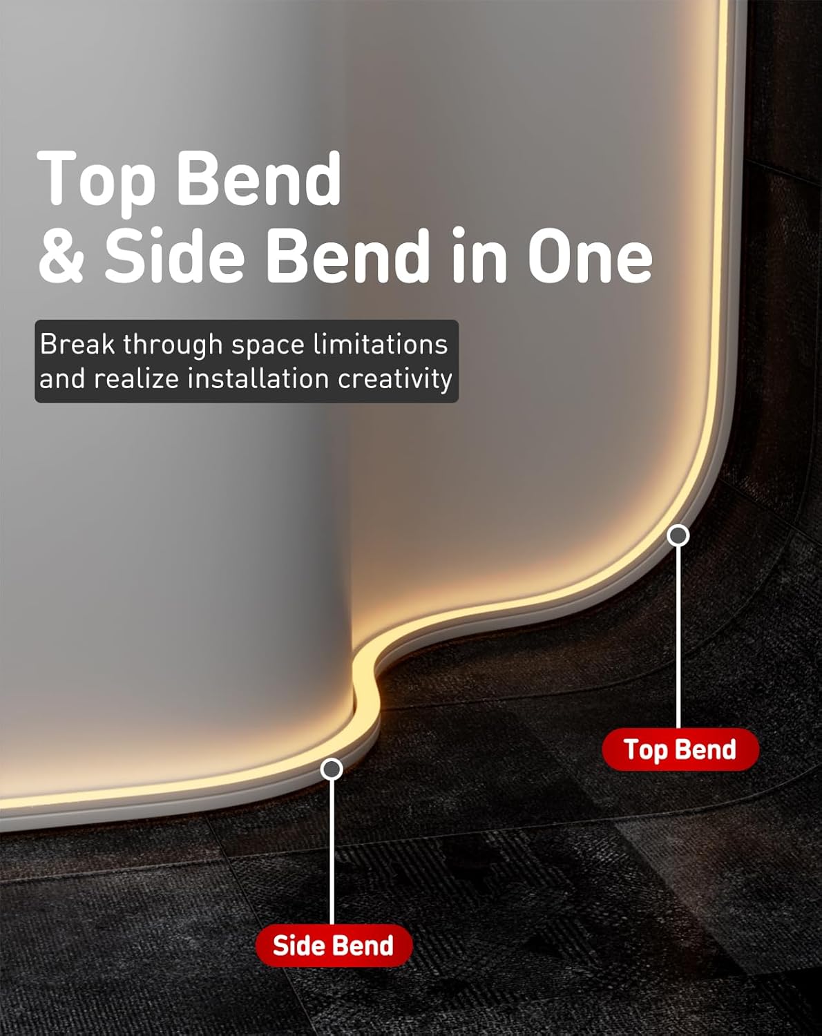 Shine Decor 3D LED Neon Rope Lights AC 120V, Top & Side Bend 400LM Dotless, Driverless IP65 Waterproof Cold-Resistant ETL Silicone Strip for Home Commercial 10x10mm, 2800K Warm White, 65.6ft