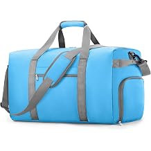 Carry On Luggage 22x14x9 Airline Approved, 45L Gym Duffle Bag for Travel | Lightweight Travel Duffel Bags with Shoe Compartment, Carry on Weekender Overnight Duffle Bag for Men Women, Blue