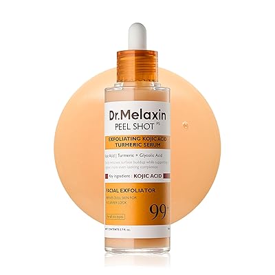 Dr. Melaxin Peel Shot Kojic Acid Turmeric Serum – Exfoliating Dark Spot Corrector with AHA/BHA & Niacinamide, Brightening & Even Tone Facial Serum (80ml / 2.70 fl oz)