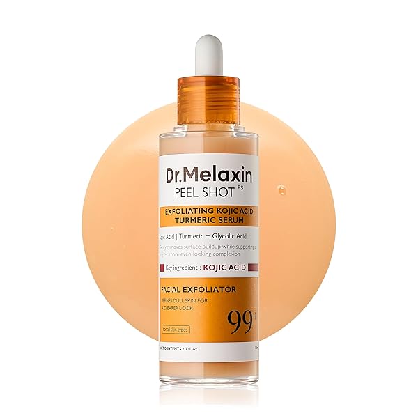 Dr. Melaxin Peel Shot Kojic Acid Turmeric Serum – Exfoliating Dark Spot Corrector with AHA/BHA & Niacinamide, Brightening & Even Tone Facial Serum (80ml / 2.70 fl oz)