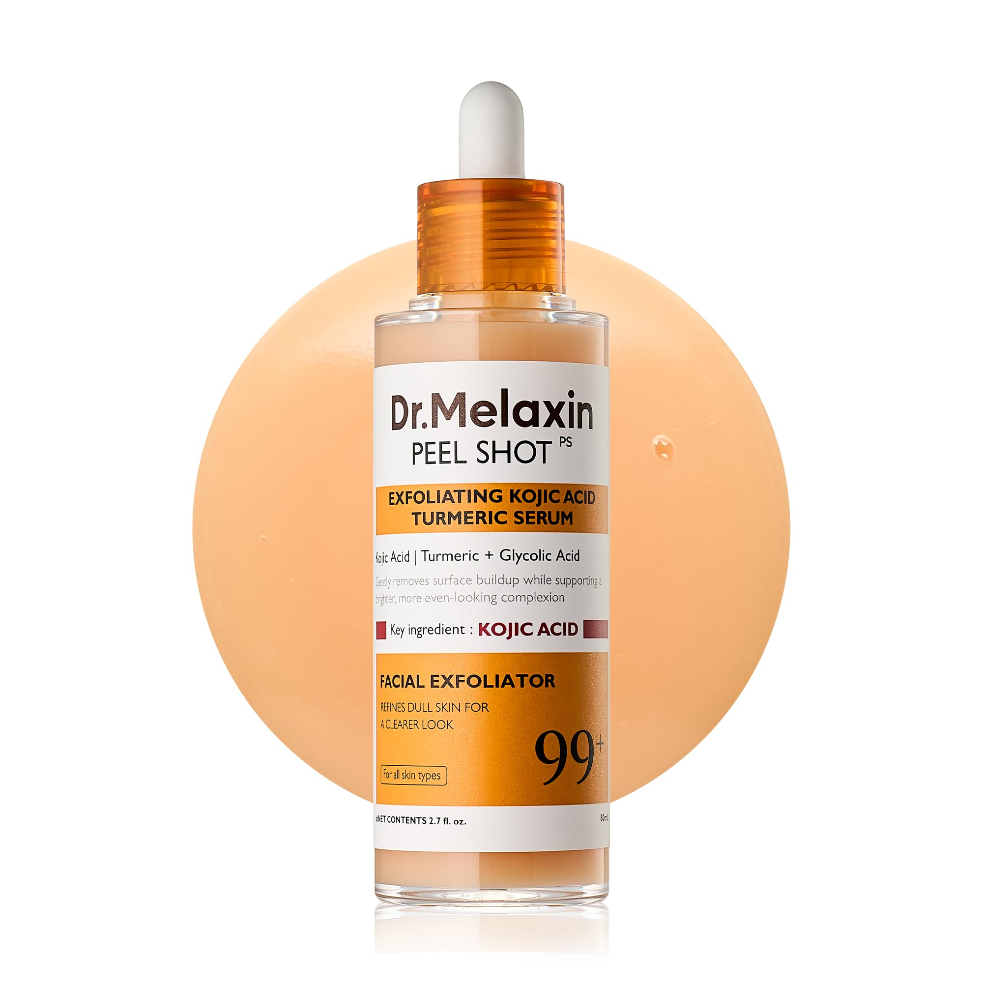 Dr. Melaxin Peel Shot Kojic Acid Turmeric Serum – Exfoliating Dark Spot Corrector with AHA/BHA & Niacinamide, Brightening & Even Tone Facial Serum (
