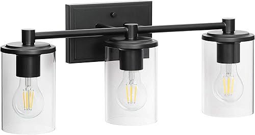 Miniatura 2 de XiNBEi Lighting XB-W1240-3-MB - Lámpara de pared moderna para interiores, color negro con cristal