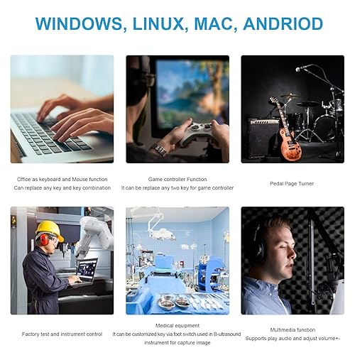 Miniatura 6 de Actualizado iKKEGOL Interruptor de pedal de pie USB Videojuego PC manos libres Pedal Programa de control de una tecla Teclado de ratón HID con cable