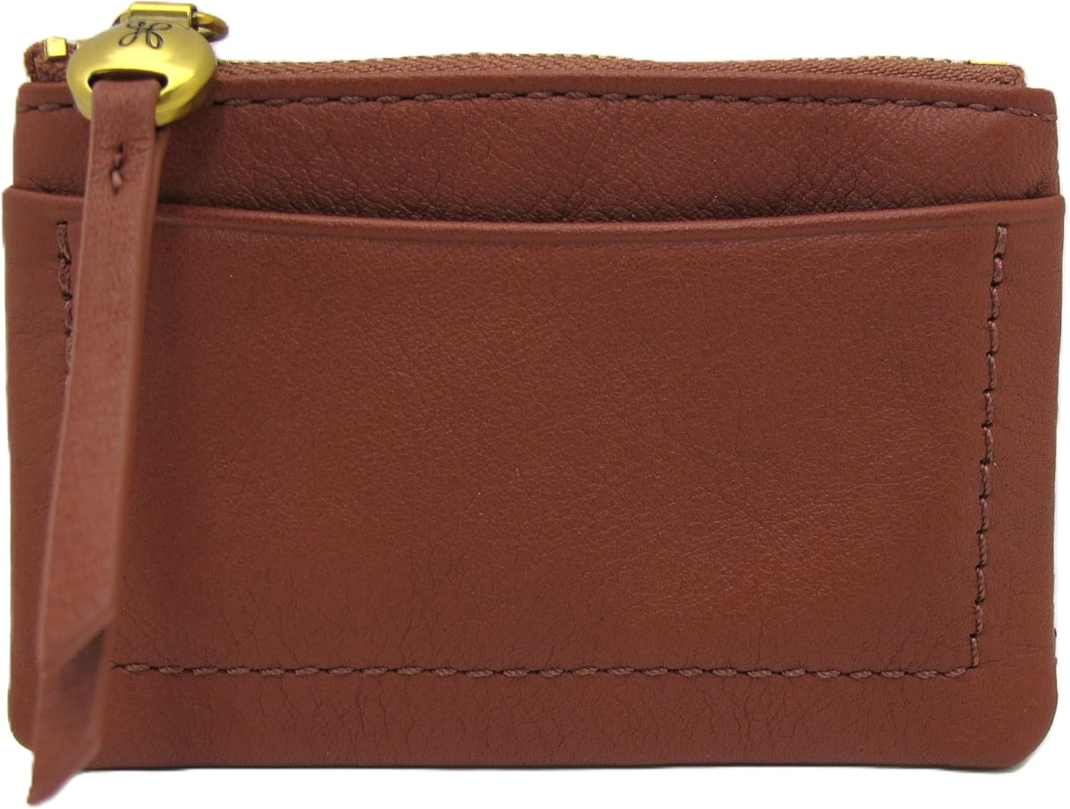 Hobo Women's Leather Minimalist Card Case - Rust, Credit Card Holder with Zipper, Sandlewood Lining, 3 Pockets