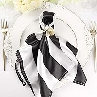 Vista 1 de Efavormart - 5 servilletas de satén a rayas negras y blancas para decoración de mesa de banquetes de boda, fiesta, 20 x 20 pulgadas
