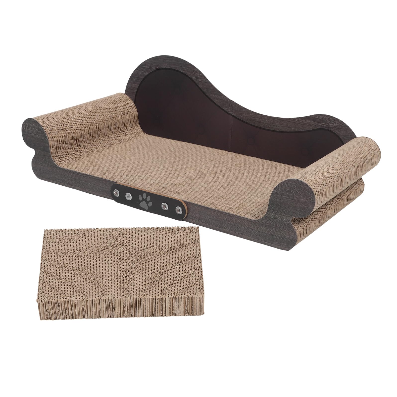 LIOOBO Kratzsofa für Katzen aus Verschleißfester Wellpappe mit Großem Liegebereich Modernes Design für Indoor Katzen zur Krallenpflege und Kratzschutz Am Sofa