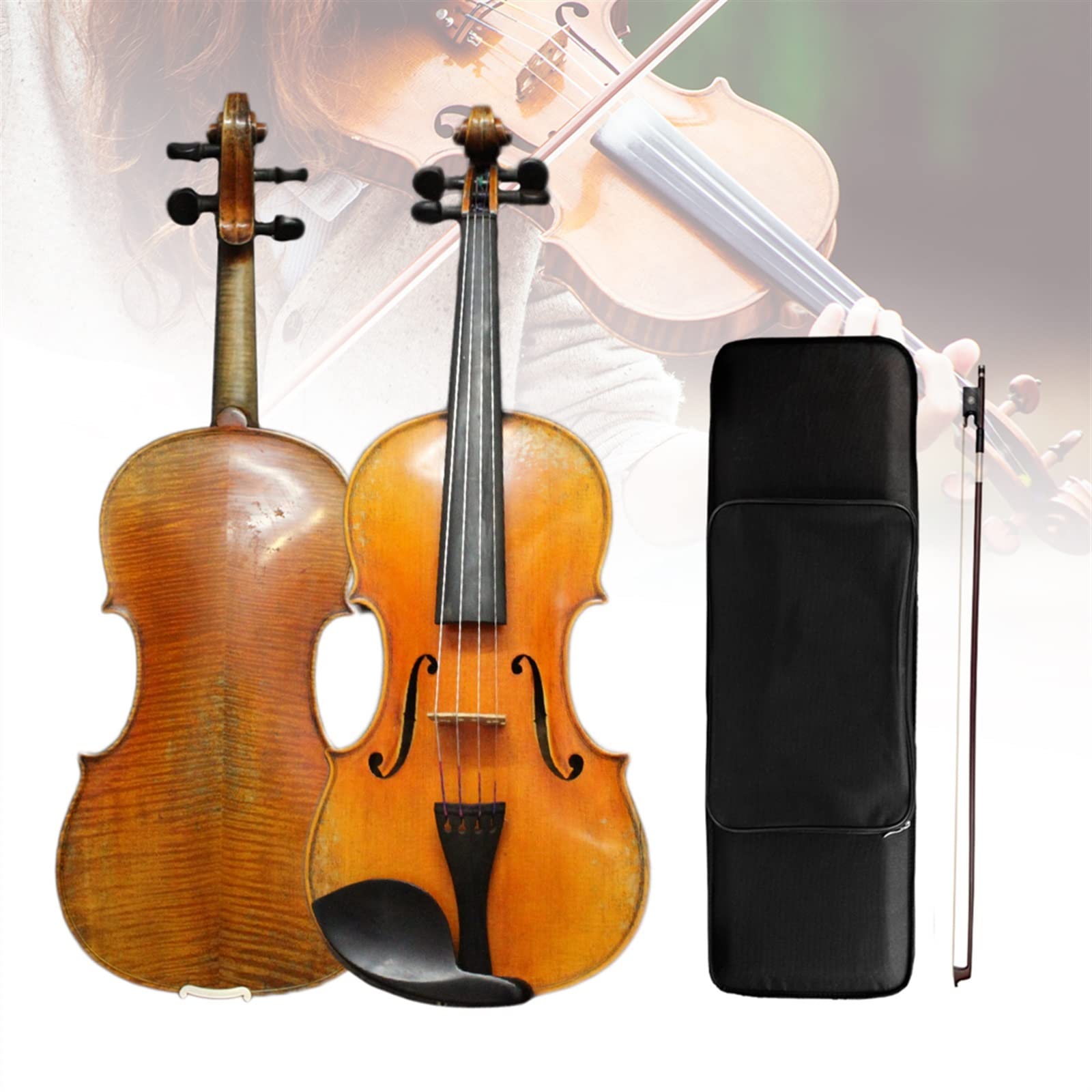 4/4 Violino Acustico Violino Violino in Legno Europeo Accessori in Ebano con Arco E Custodia Violini per Studenti