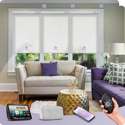 Miniatura 48 de Graywind - Cortinas solares motorizadas compatibles con Alexa, Google, WiFi, casa inteligente, control remoto, persianas eléctricas con filtro