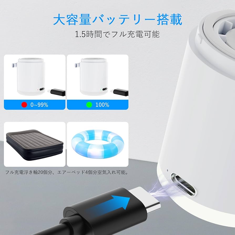 1パックさん専用エアーマッ270とエアポンプ Amazon.co.jp: 充電式エアーポンプ キャンプ 【2024夏新