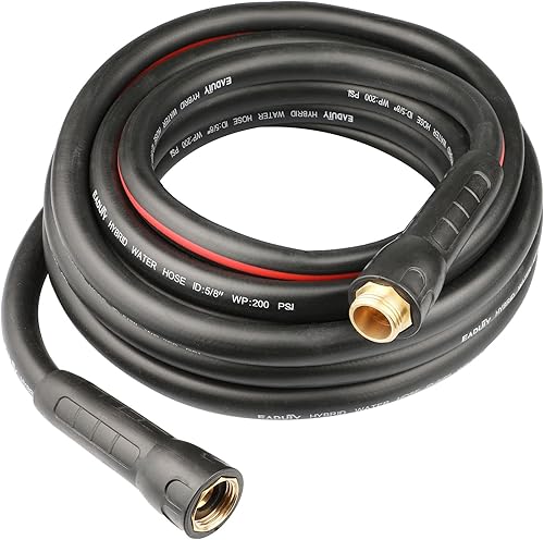 EADUTY Manguera de jardín híbrida de 58 pulgadas x 25 pies, resistente, ligera, flexible con mango de agarre giratorio y accesorios de latón macizo,
