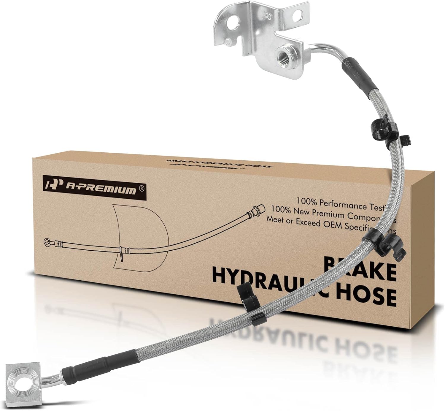 A-Premium Front Passenger Brake Hydraulic Hose Compatible with Select Jaguar Models - S-Type 2006-2008, XF 2009, Naturally Aspirated - Replace# XR855610