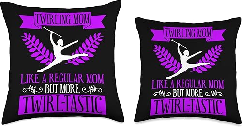Miniatura 3 de Baton Twirling & Majorette Dance Designs Twriler Mom Design for Baton Gymnastics Throw Pillow, 16x16, Multicolor