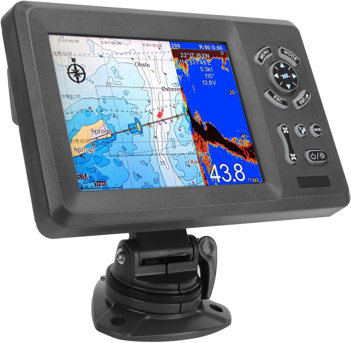7in Marine Plotter Built in Fish Finder Colored LCD Display Split Screen IP66 Boat Navigation Locator Marine PlotterGPS PlotterBoat PlotterMarine LocatorBoat Navigation