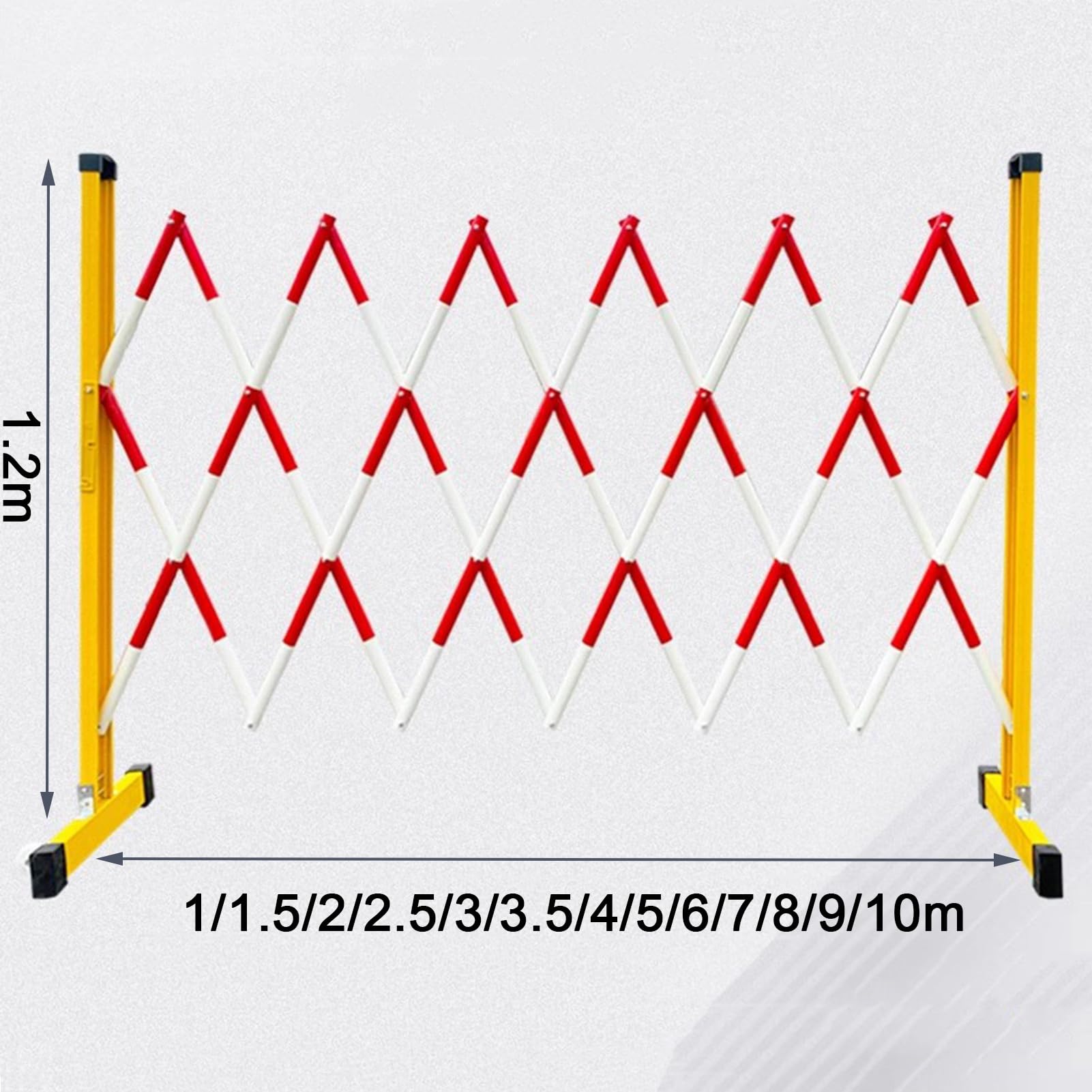 Barrière de Circulation rétractable et Ajustable - Barrière métallique Extensible pour Garage, Magasin, Rues - Clôture de sécurité 1,2 x 1,5 m pour Une sécurité renforcée