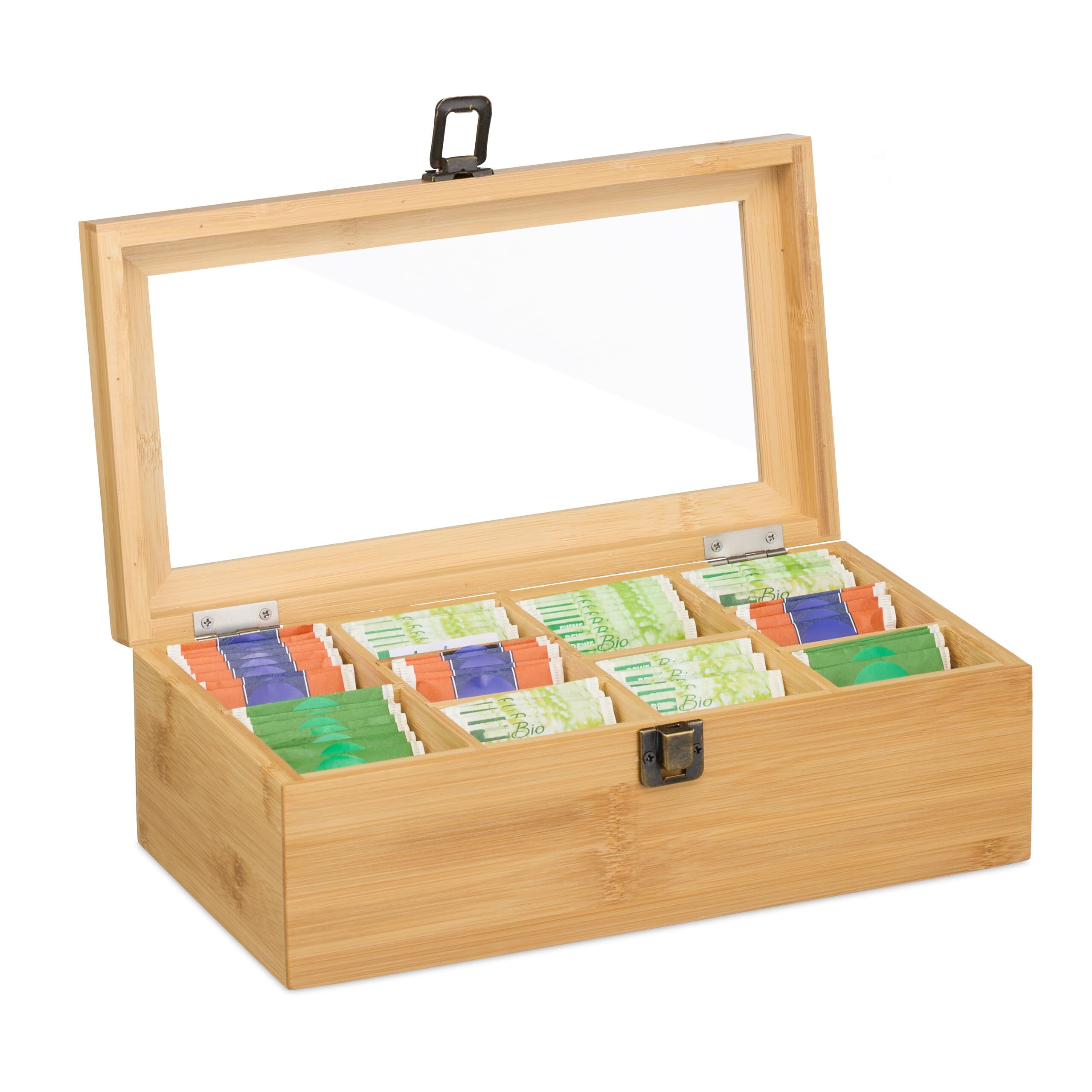 Boîte à thé 10 compartiments pour ranger les sachets de tisane en désordre