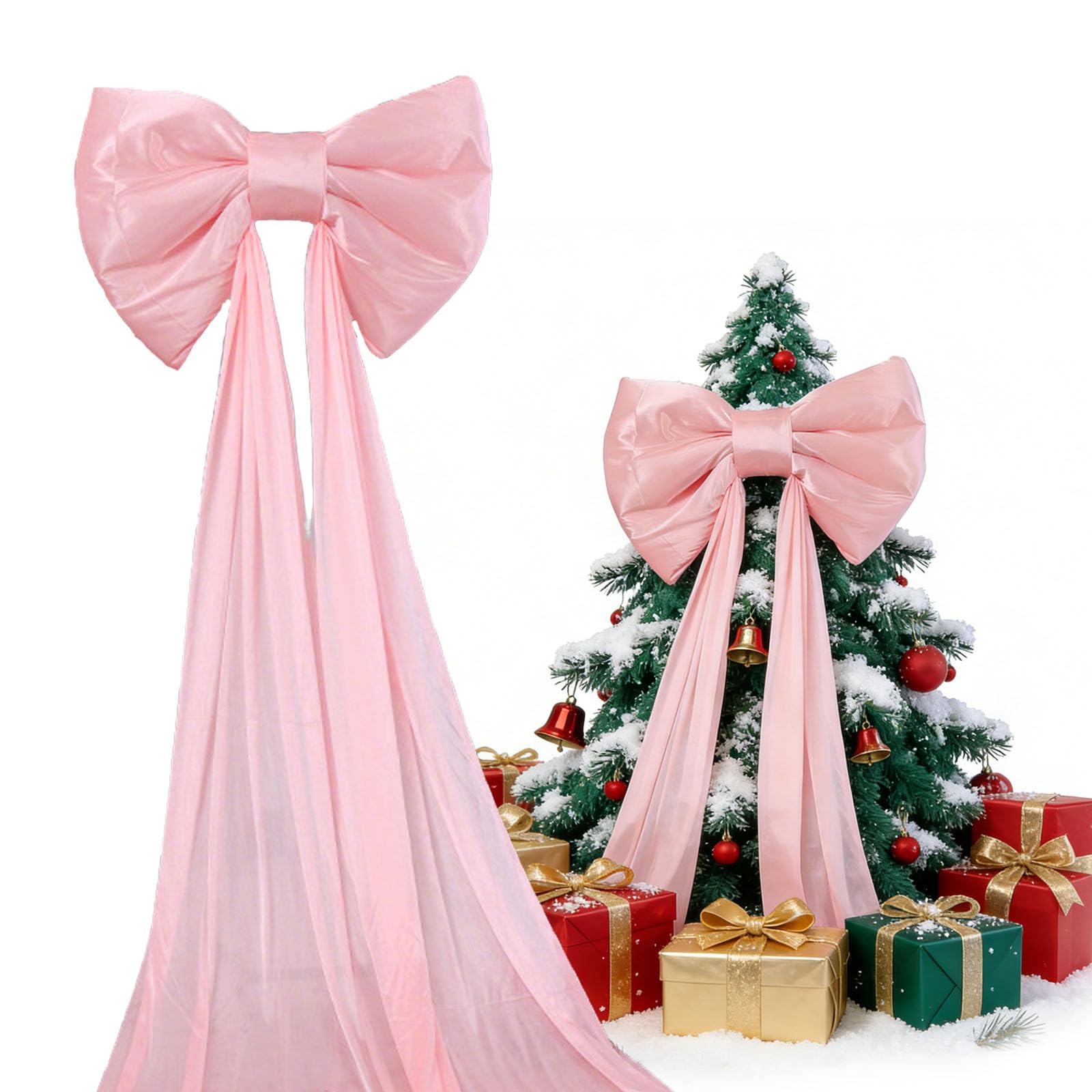 Extra Große Schleifen Rosa, Weihnachtsbaum Schleife Groß, Hochzeitsschleifen, Riesige Satinschleife mit Langen Bändern, Dekoschleife für Hochzeit, Auto, Kamin, Kranz, Heim (120 x 75cm)