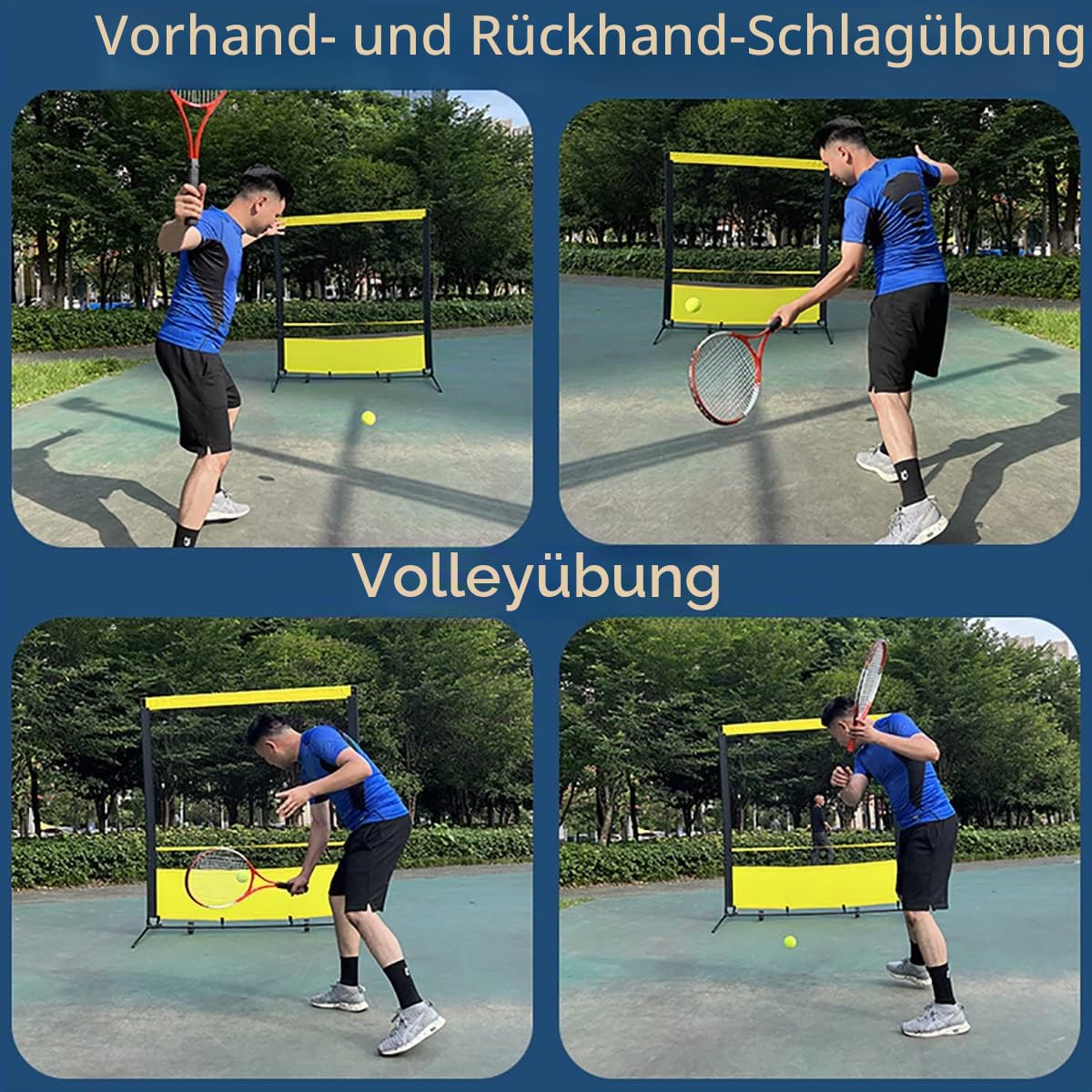 Tragbarer Tennis-Rebounder, Tennis-Übungswand für das Training im Innen- und Außenbereich, Trainingsgerät, Tennis-Rebound-Netz, für Grundschläge und Volley-Tennis (Größe: 1,8 x 3,5 m)
