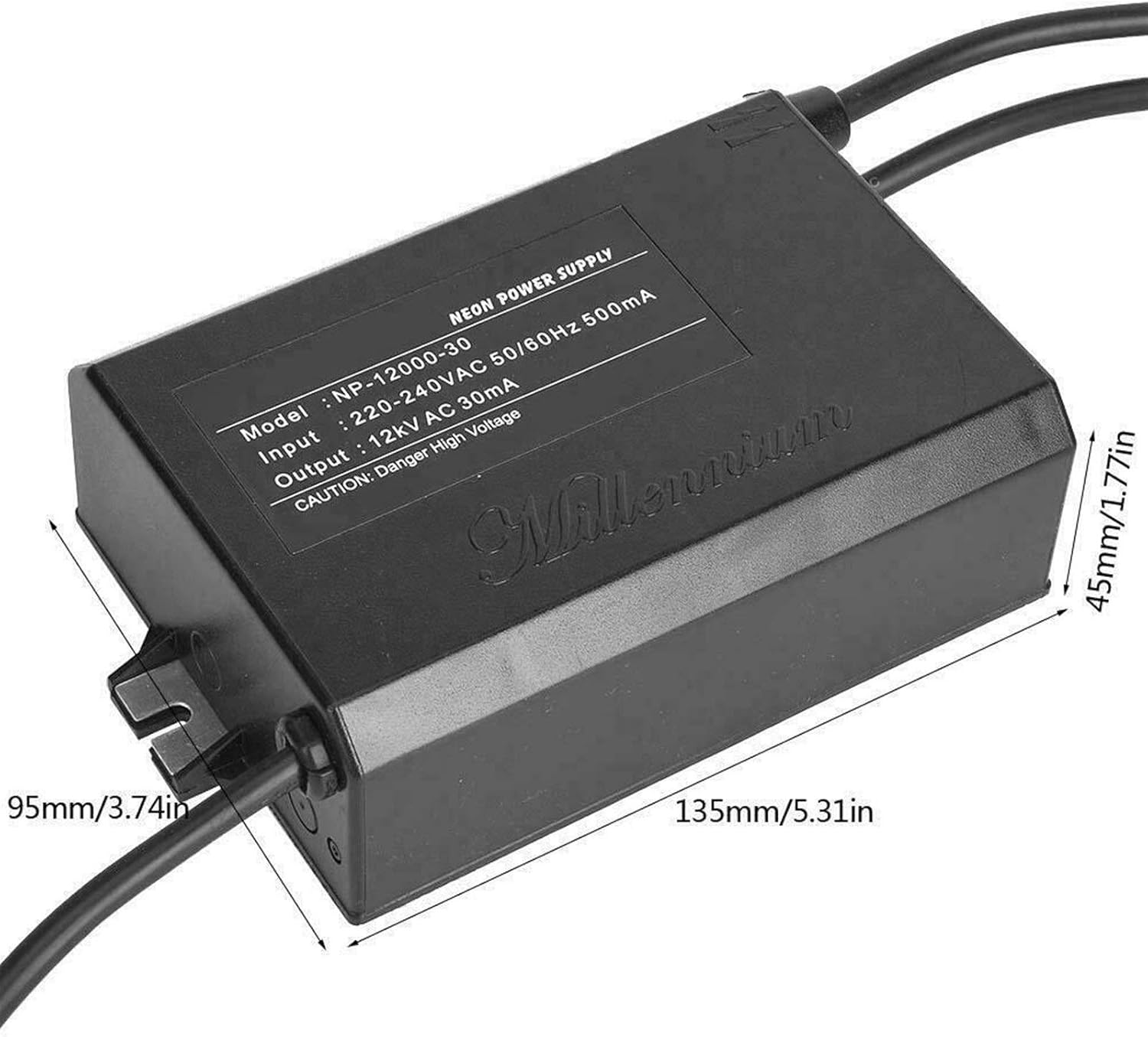 Dimensions of the YJYGR NP-12000-30 Neon Light Electronic Transformer