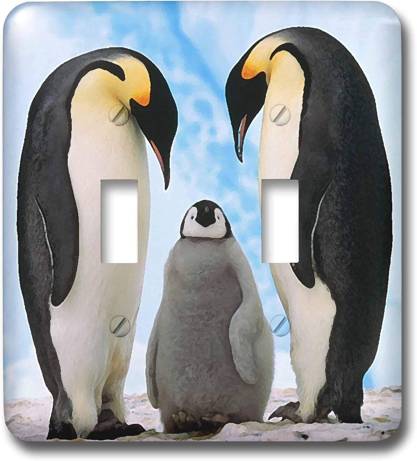 3dRose LLC lsp_4180_2 Emperor Penguin Family, Double Toggle Switch