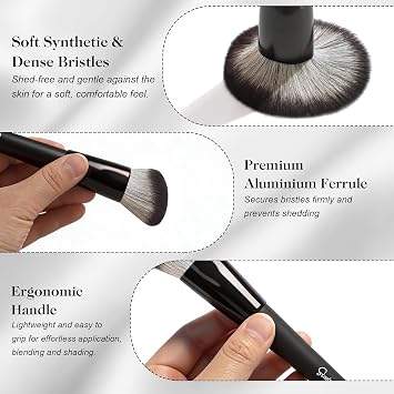 Start Makers Makeup Brushes 3Pcs Set, Foundation Brush for Liquid Makeup, Powder Brush & Concealer Brush, Vegan Synthetic Face Brush Kit for Flawless Blending, Bronzer & Setting