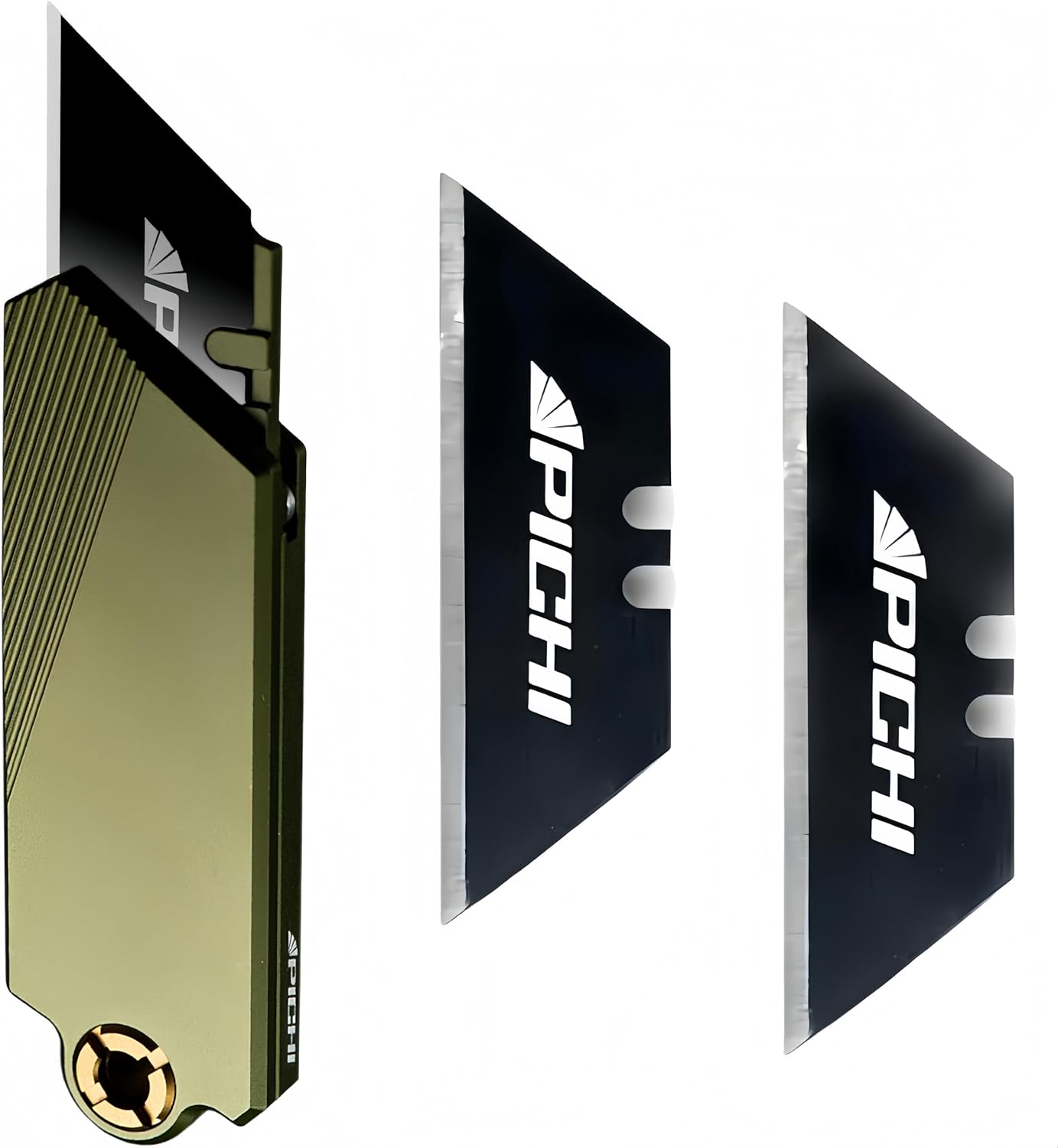 PICHI G9 Aluminum Utility Knife,Lightweight Pocket Utility Knife,EDC Pocket Knives,CNC Unibody Quick Change Blade,Button Lock,for Men Women Outdoor Hiking,Camping,with 2 Replaceable Blades,Green