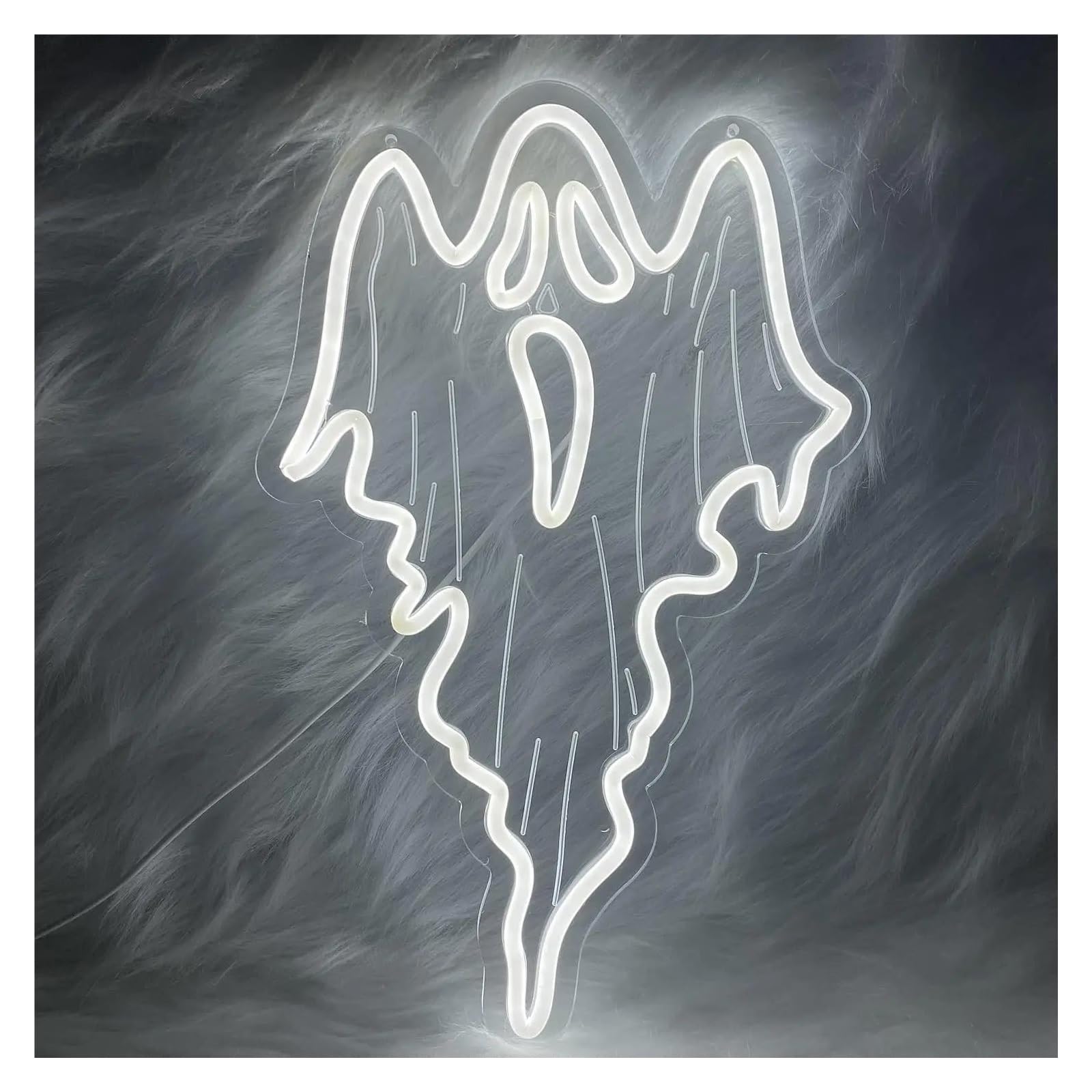Lemst One Color Signs Lamp Ghost Neon Sign Funny Face Light Dimmable Usb Powered For Room Bedroom Bar Man Cave Store Club Bistro Party Wall Decor 27Cmx42.67cm