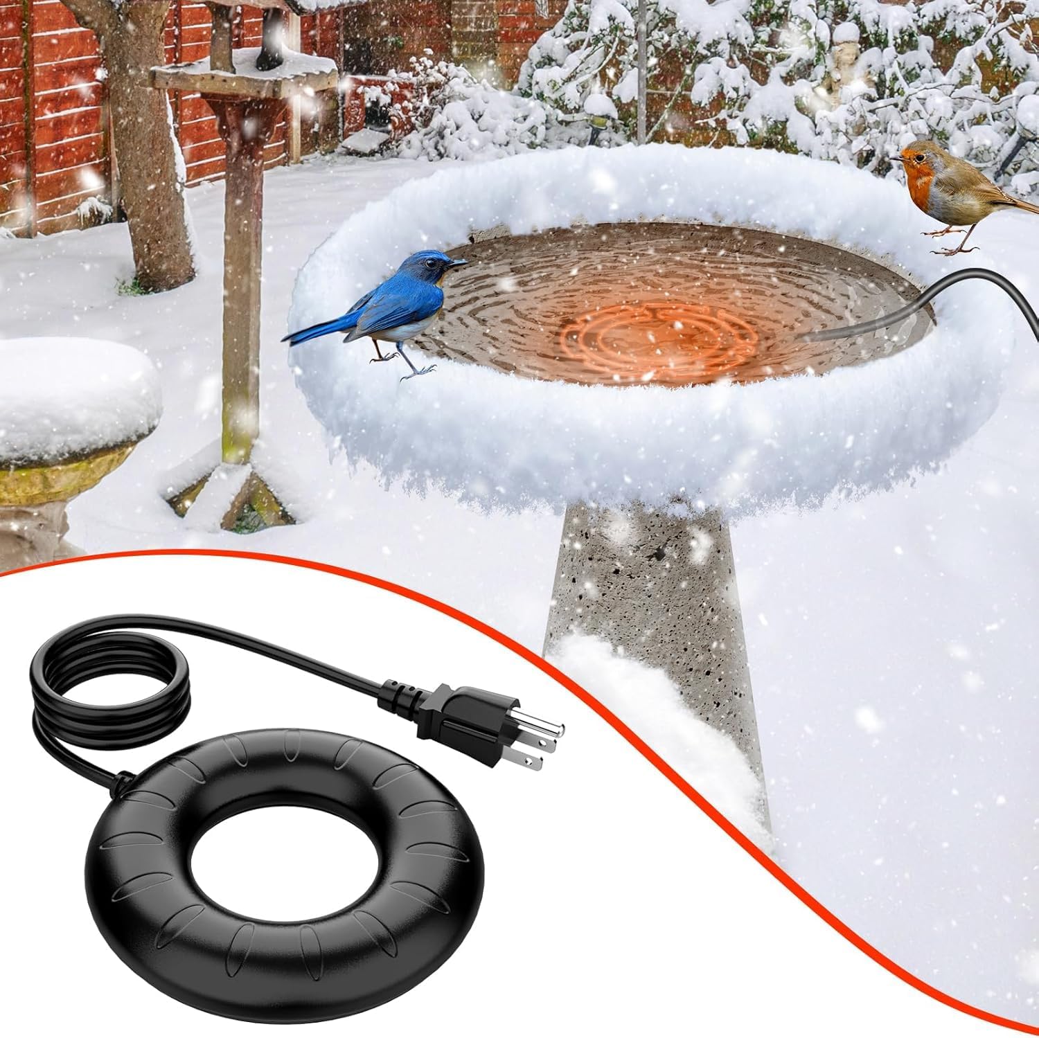 Bird Bath Heater, 70W 120V Automatic Birdbath Deicer for Winter, Outdoor Birdbaths and Animal Water Bowls, Chicken Coop Water Deicer, Cast Aluminum, 48±5°C Thermostat Control for Patio Garden
