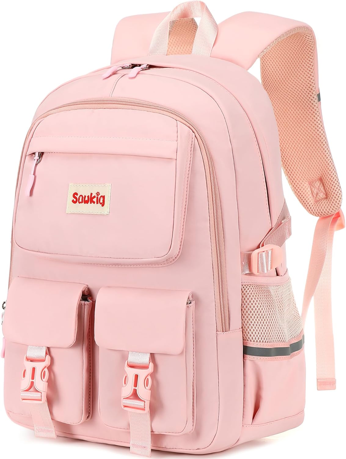 Girls Bookbag for Kids 17 inch Cute Backpack Multi-pocket School Bags for Girls Elementary Junior High School Backpack (Pink)