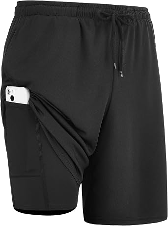 DANI CHINS Mens 2 in 1 Athletic Running Shorts Active Quick Dry Workout Sports Lightweight Shorts with Pockets