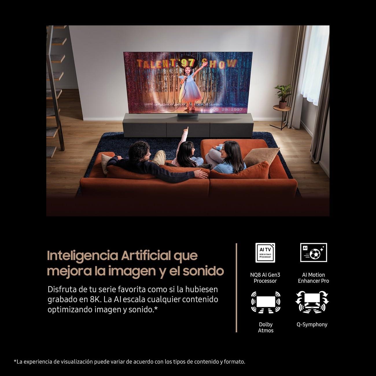 Samsung TV 65 Pulgadas Neo QLED QN900F 8K Mini LED Smart TV con Vision AI, Pantalla sin Reflejos con Glare Free y Motion Xcelerator 165Hz