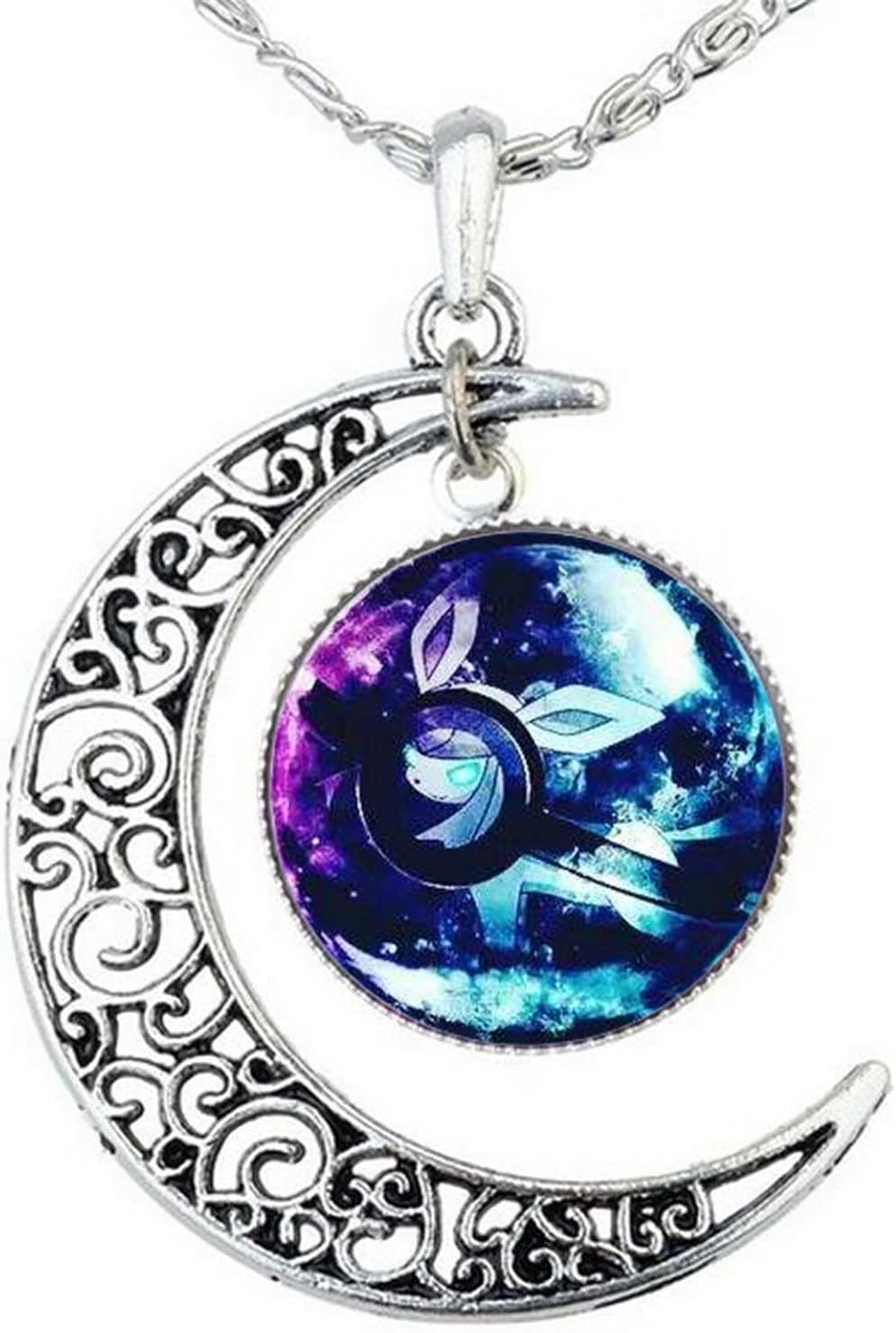 JoyplancraftPokemon Pokeball and Crescent Necklace Anime Pokemon Go Pikachu Pokemon Glass Dome and New Moon Necklace