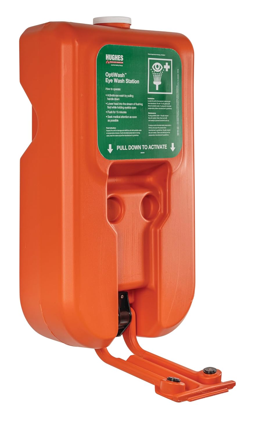 Hughes Safety Showers Gravity-Fed Eyewash Station, Portable, 10 Gallon, Orange 10GFEW - 1 Each