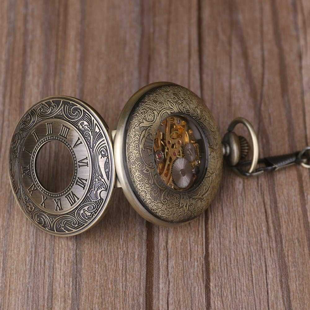 OIFMKC Pocket Watch Vintage Roman Style Hand Wind Mechanical Pocket Watch Luminous Dial Men Womens Watch Nice Gift