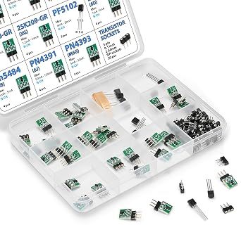 JFET FET Transistor Assortment Kit J201, J202, J113, J175, 2SK208-GR, 2SK209, PF5102, 2n5457, 2n5484, PN4391, PN4393 incl. sockets, 45 pcs
