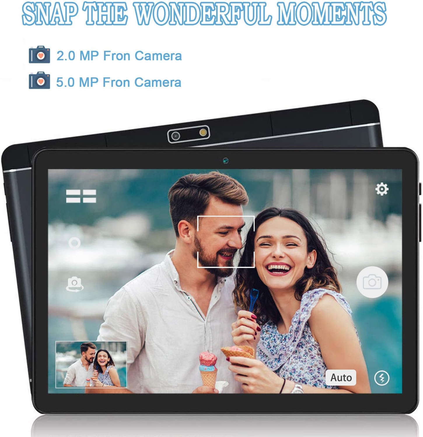 Hoozo Tablet, Android 10.0 OS Phablet, 32GB ROM, 10 Inch Tablet Android, 2.4Ghz WiFi, Bluetooth and Dual Cameras, IPS Full HD Display - Black
