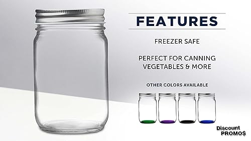 Miniatura 2 de DISCOUNT PROMOS Juego de 10 tarros de conserva, 12 oz. - Enlatado, tapa de aluminio, transparente