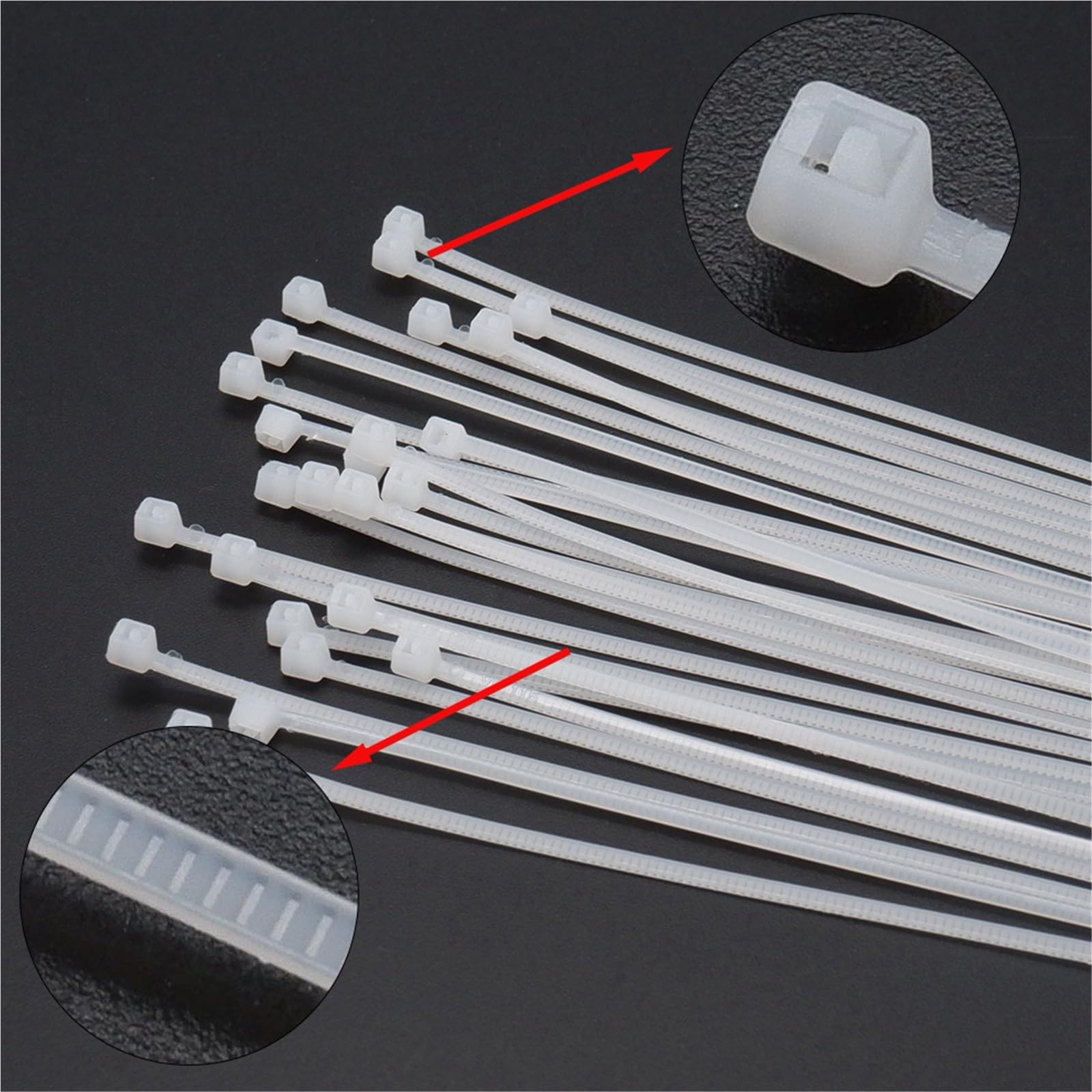 cinturón de plástico, Paquete de 300 bridas de nailon autoblocantes for cables, multicolor(White)