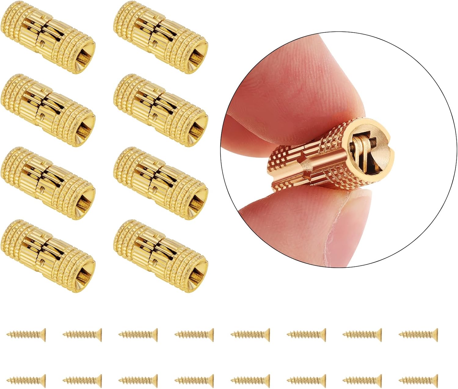 8Pcs 8 mm Hidden Brass Barrel Hinges with 8 mm Drill Bit, 180 Degree Opening Angle Concealed Furniture Small Hinges for Wooden Box Jewelry Ring Box DIY Hand Craft (8, Gold, 8mm)