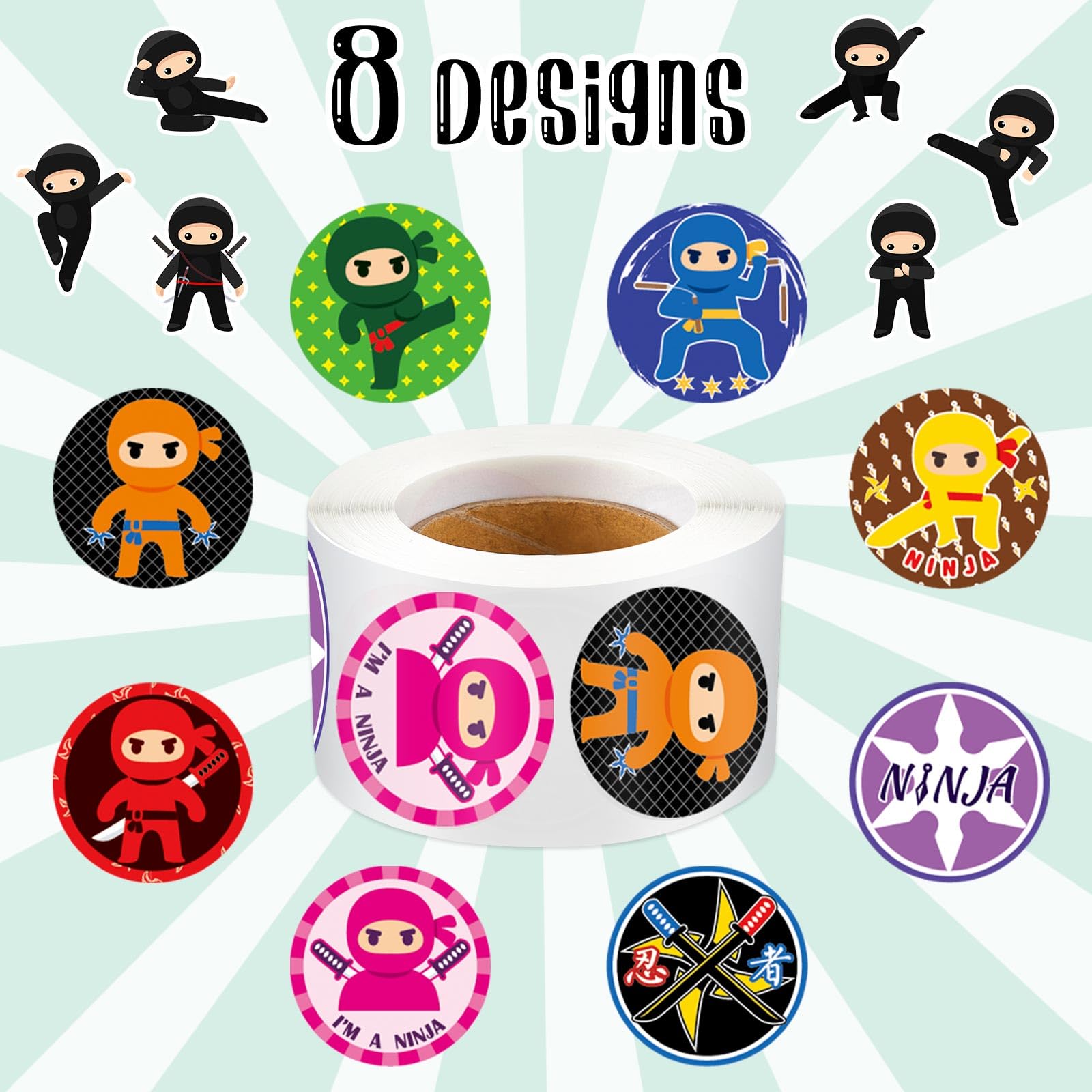 Snapklik.com : Leinuosen 500 Pcs Ninja Stickers Ninja Party Favors ...