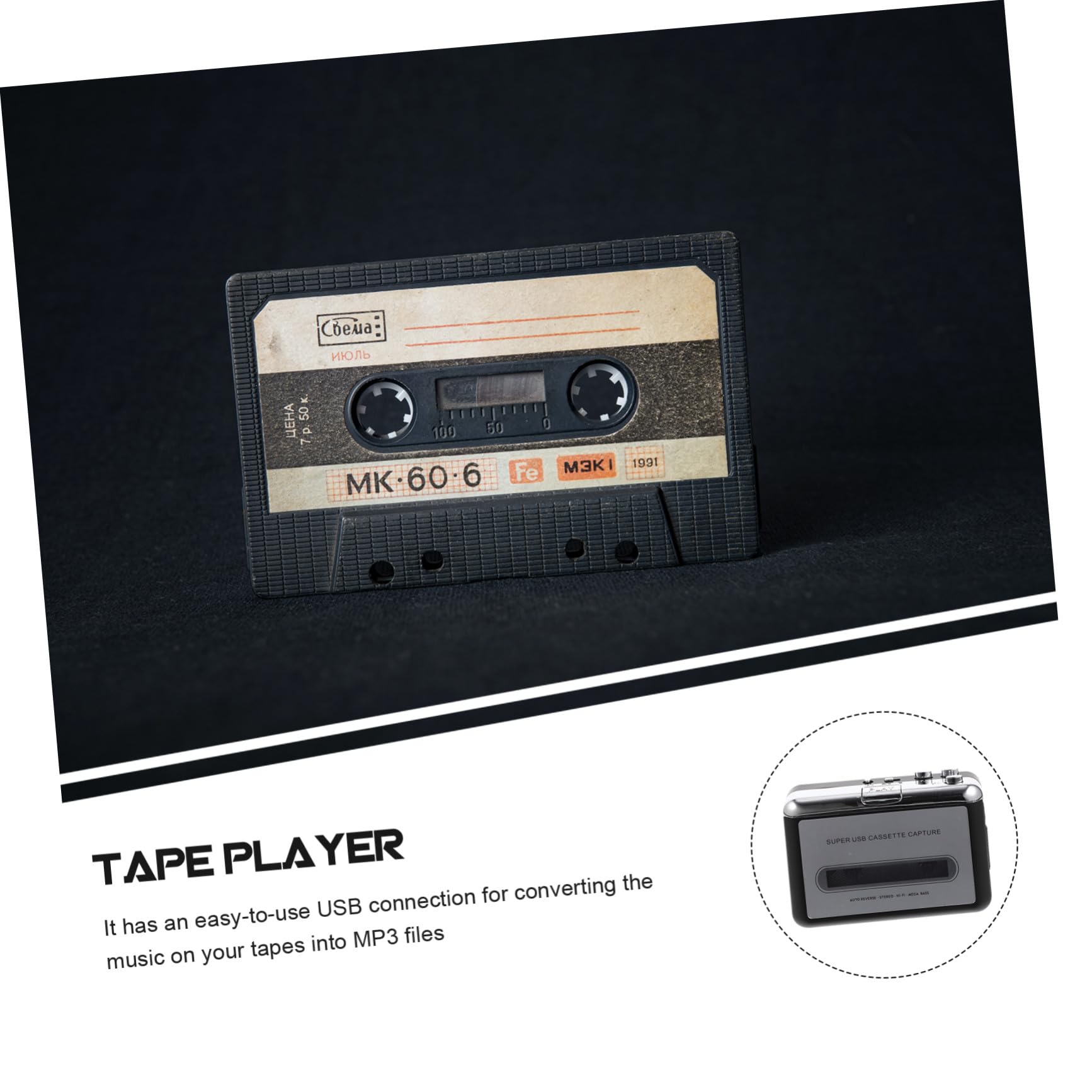 OSALADI Convertitore Cassette USB Portatile Lettore Musicale da Cassetta Software di Conversione senza Driver Compatto per Trasferire Collezione di Nastri