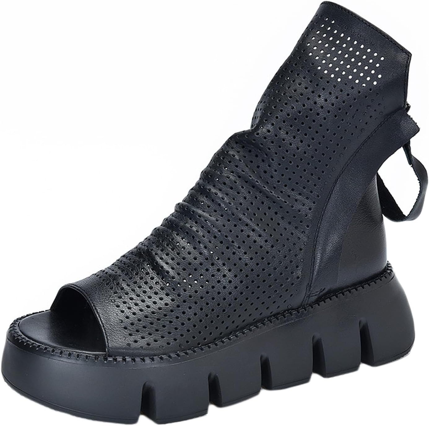 [ドドシューズ] 本革 本革サンダル レディース 厚底サンダル 大きいサイズ ブーツサンダル ブラック サマーブーツ レディース ク