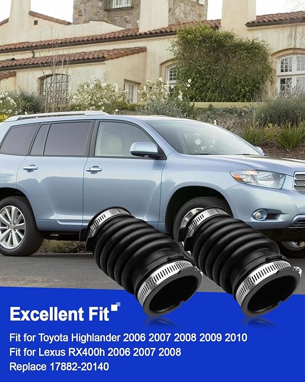 2 Pcs Air Cleaner Intake Hose with Clamps Replace 17882-20140 Fit for Toyota Highlander 2006-2010 Lexus RX400h 2006-2008 by QLZOZB - Image 5