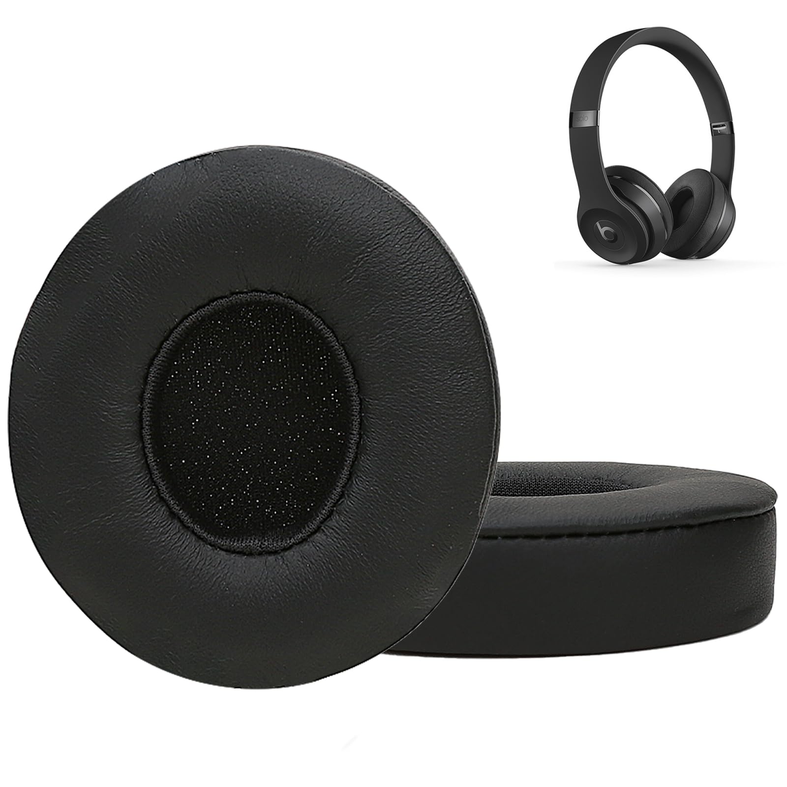 Lambskin Earpads Cushions for Beats Solo3/Solo2 A1796/B0534 Headphones with Noise-Cancellation Memory Foam (Black)