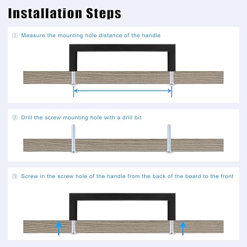 Miniatura 7 de KNOBWELL Paquete de 12 tiradores de cajón negros de 8-45 pulgadas, manijas de gabinete de baño, tiradores de tocador, tiradores cuadrados de armario