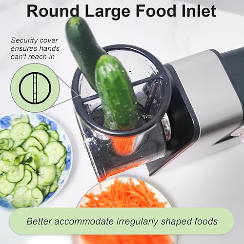 Miniatura 3 de Rallador Eléctrico de Queso, Fabricante de Ensalada 5 en 1 con Cuchillas de Acero Inoxidable, TrituradorRebanador Eléctrico de 350W, Máquina