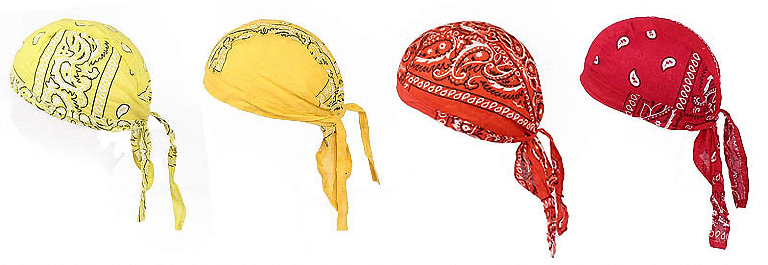 Ulalaza Men's G2 Breathable Bandana Hat Cotton Durag Headwrap Pirate Cap Skull Caps Wo