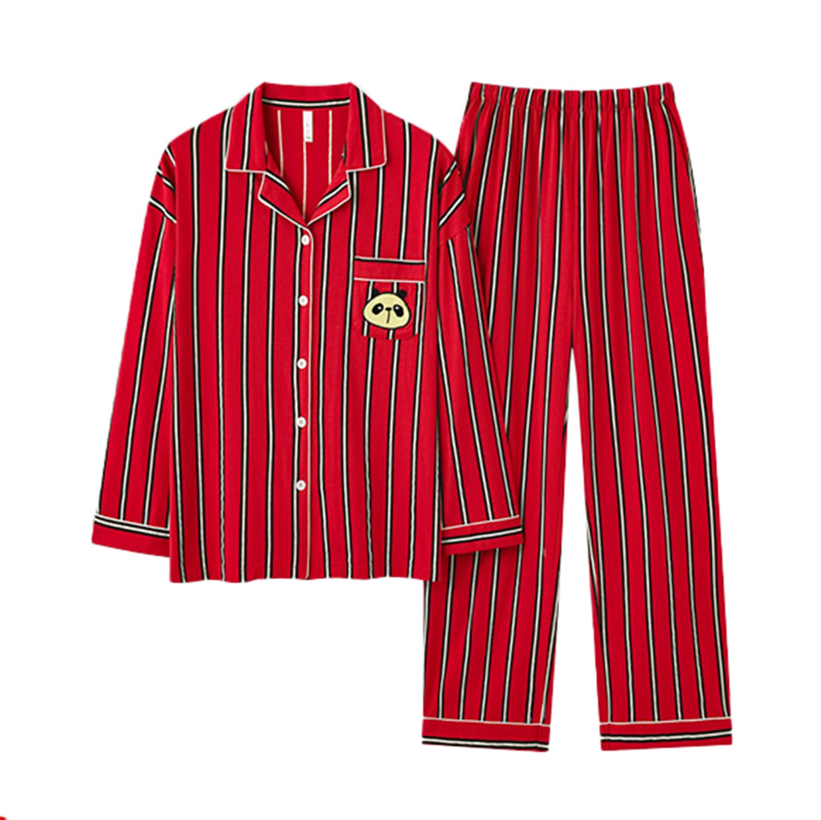 Conjuntos de Pijamas con Botones para Mujer, Traje de Pijama de Manga Larga Ropa de Dormir de 2 Piezas Conjunto de Dormir de algodón cómodo y súper Suave Ropa de Estar por casa