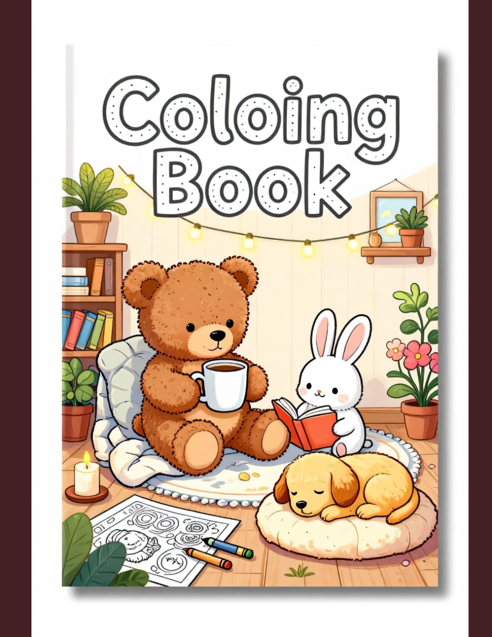 Cozy Animal Moments: Bold and Easy Coloring Pages Featuring Cute Animals in Cozy Scenes for Relaxation, Stress Relief, and Creative Fun